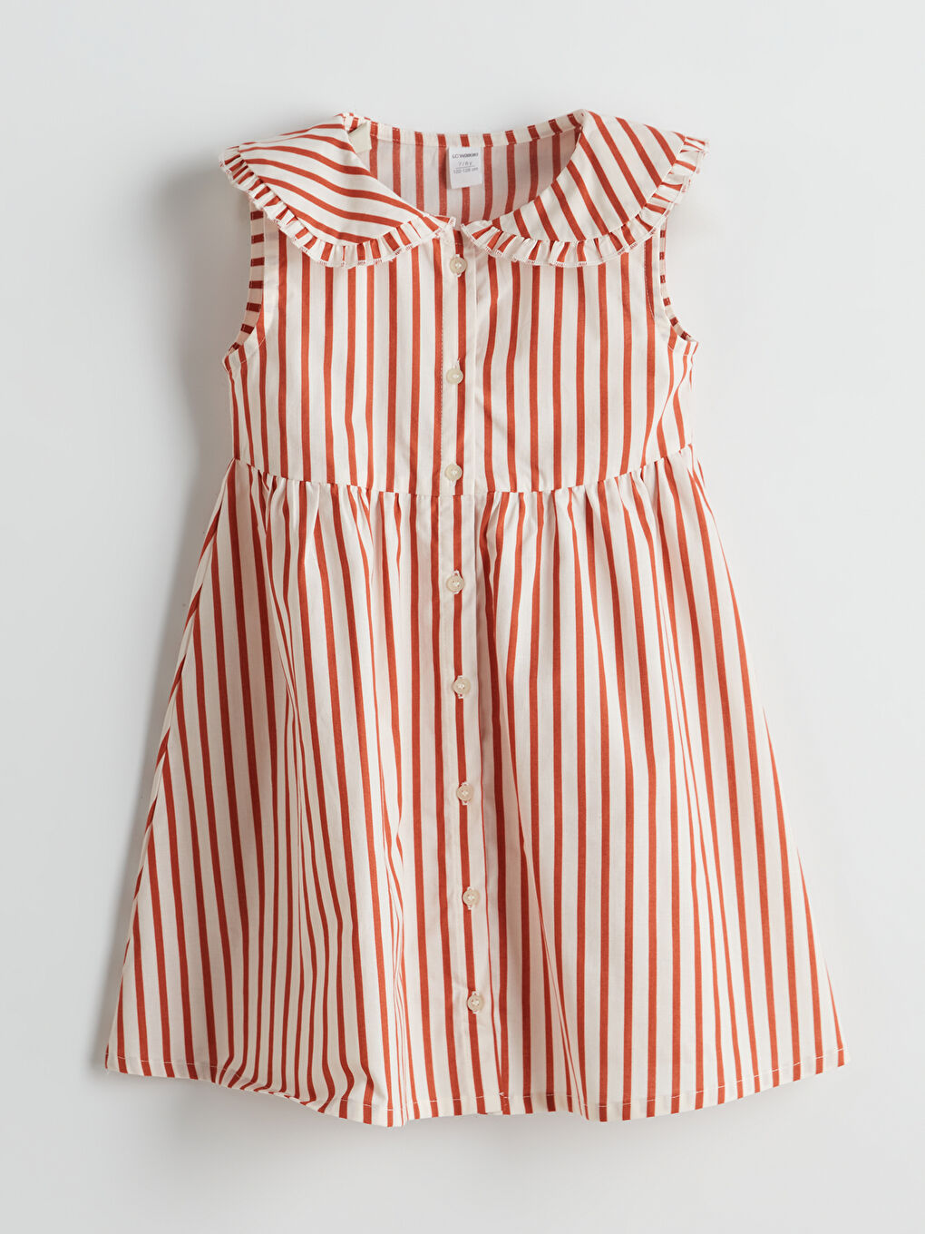 Robe en Popeline Rayée pour Filles à Col Claudine