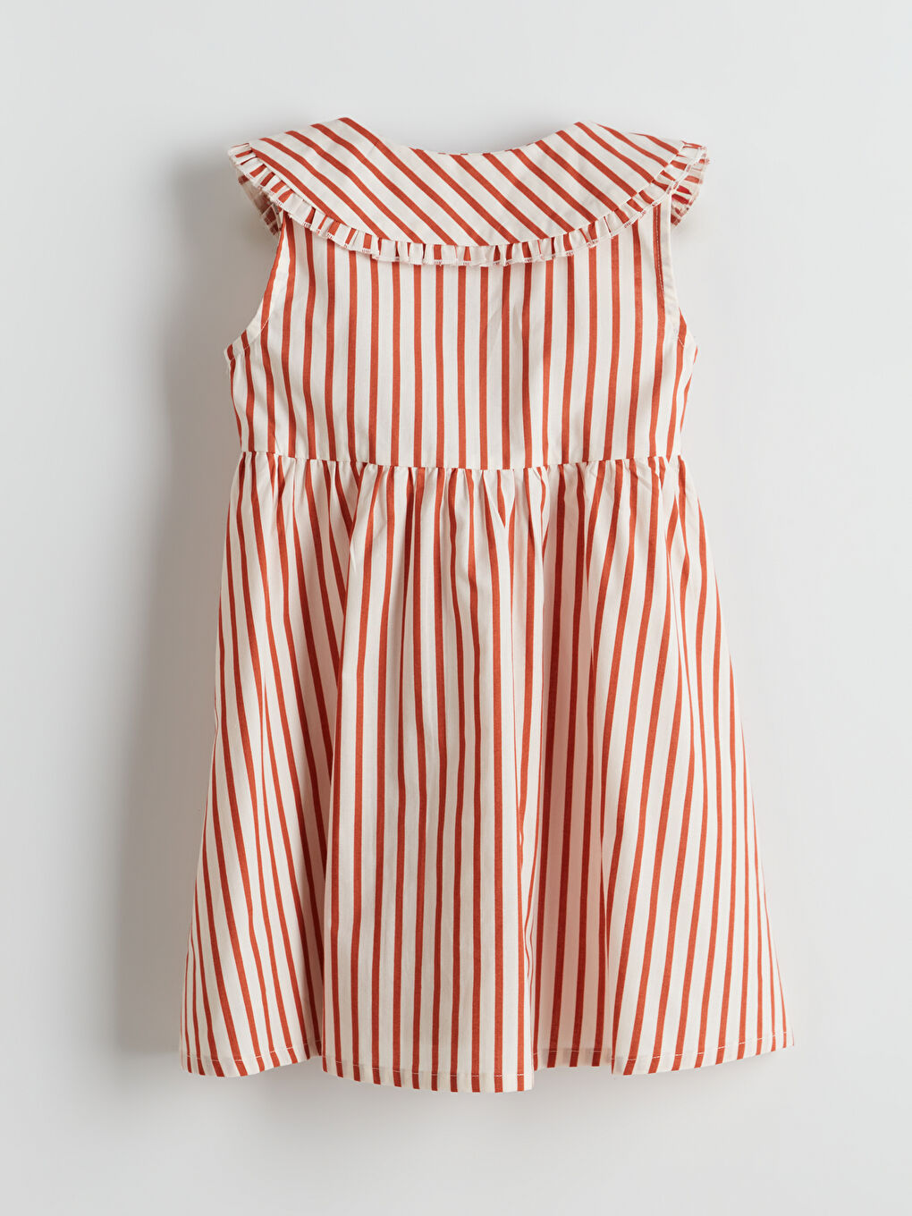 Robe en Popeline Rayée pour Filles à Col Claudine-1
