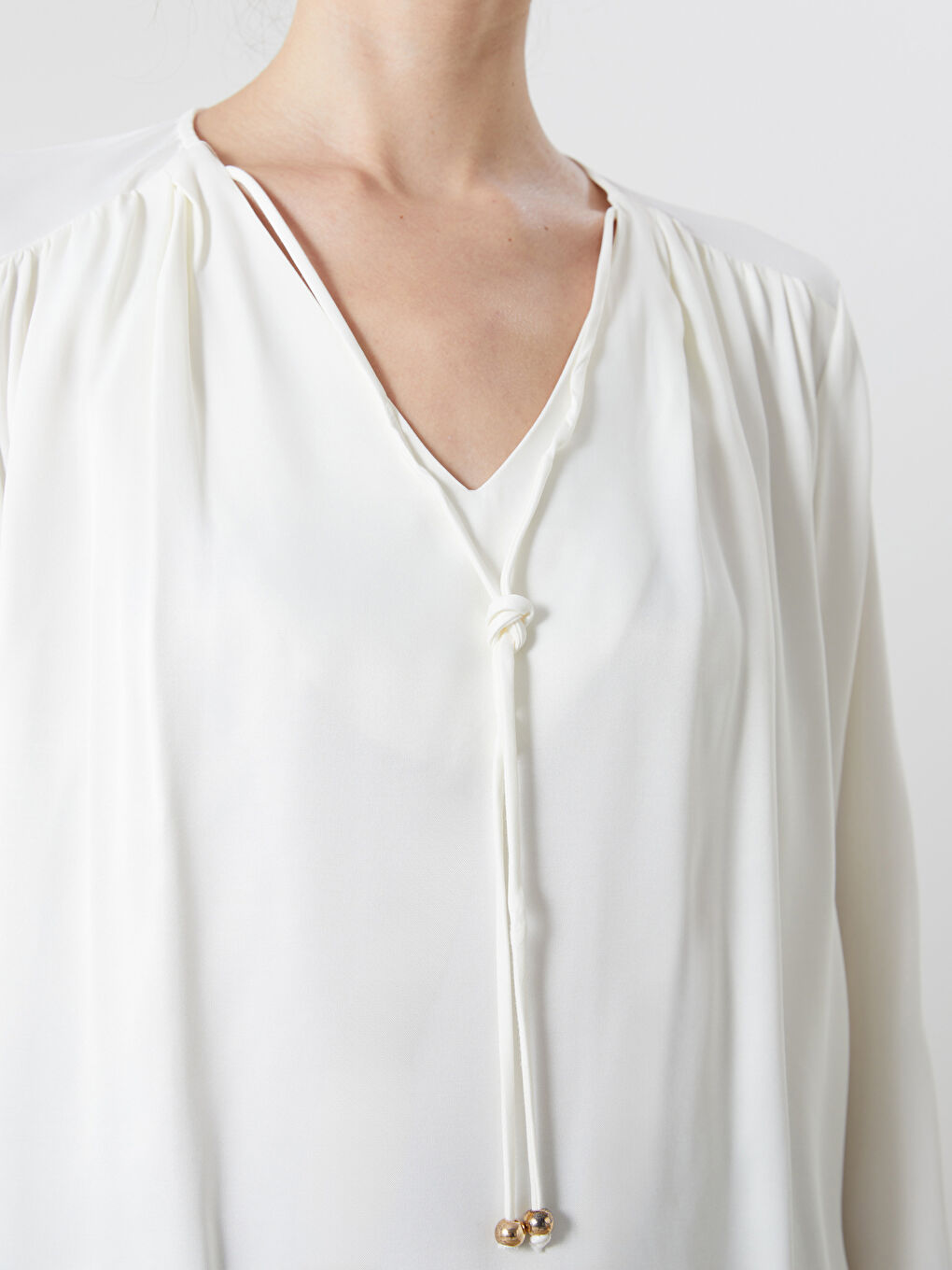 V-Neck Satin Women's Blouse -S5HS10Z8-FEW