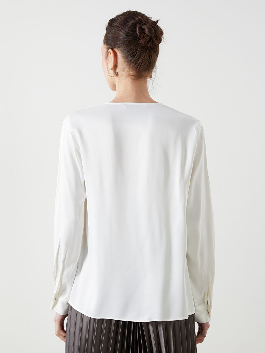 V-Neck Satin Women's Blouse -S5HS10Z8-FEW