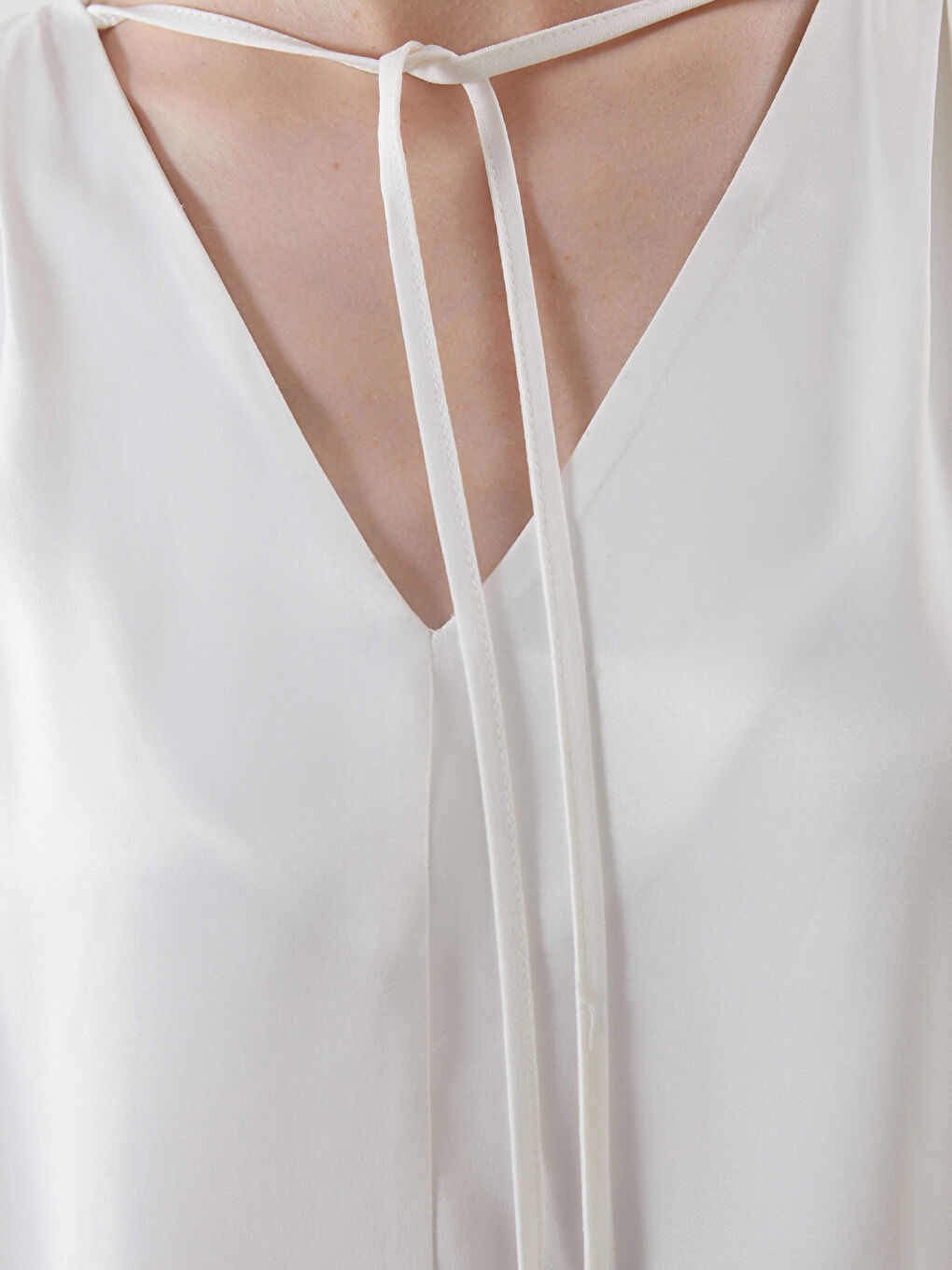 V-Neck Satin Women's Blouse -S5HS10Z8-FEW