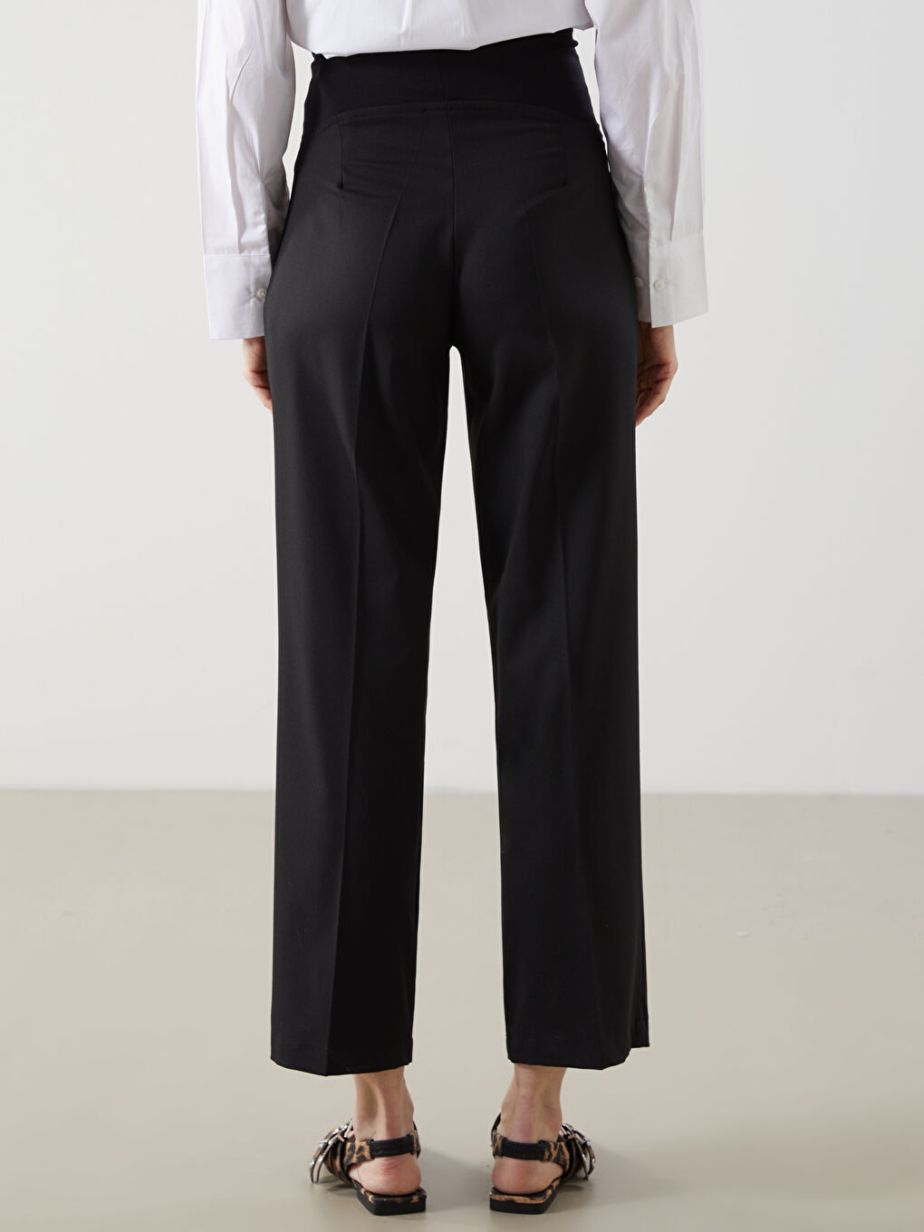 Siyah Karın Panelli Geniş Paça Hamile Pantolon-3