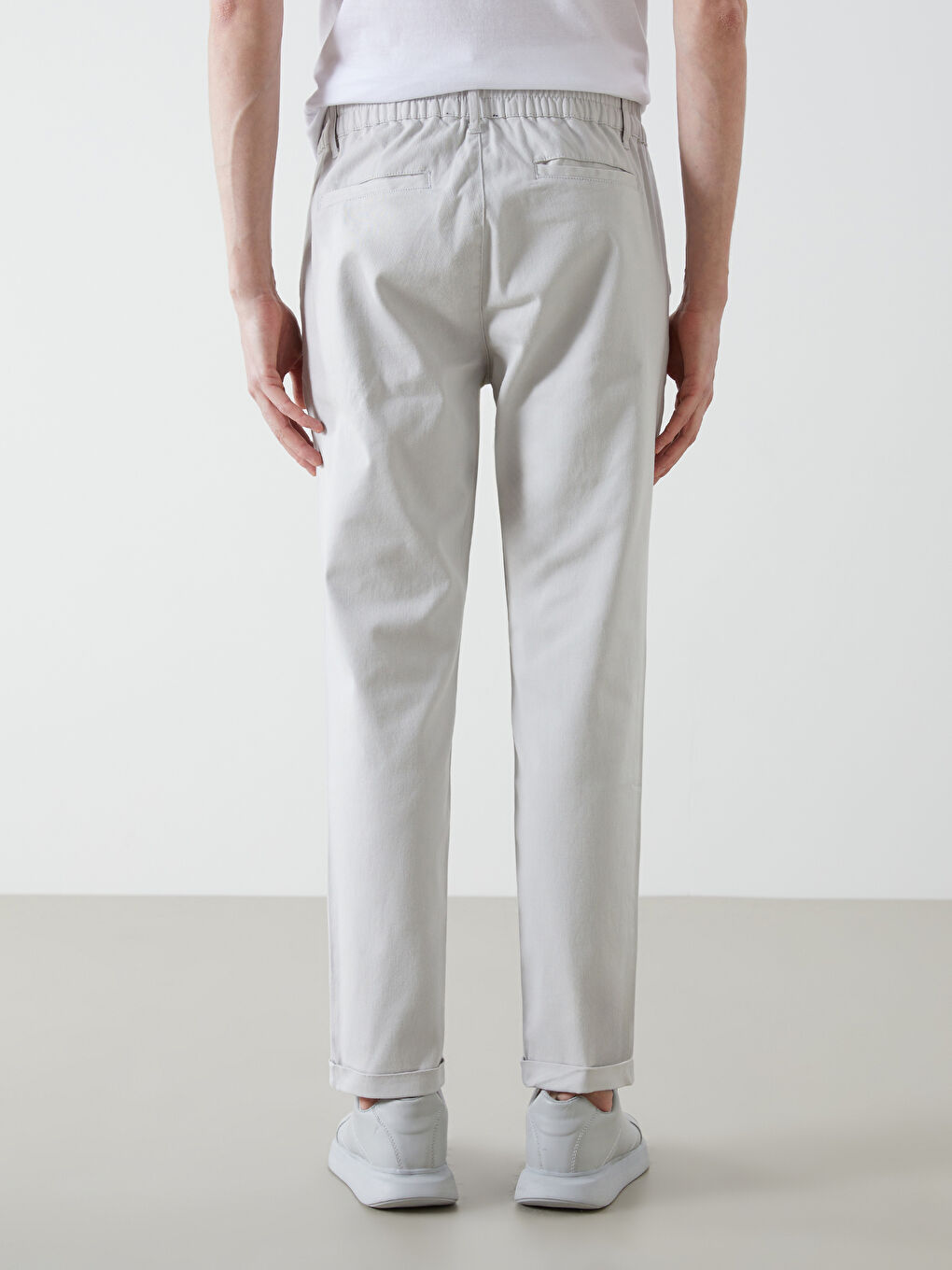 Gri Dar Kalıp Erkek Chino Pantolon-3