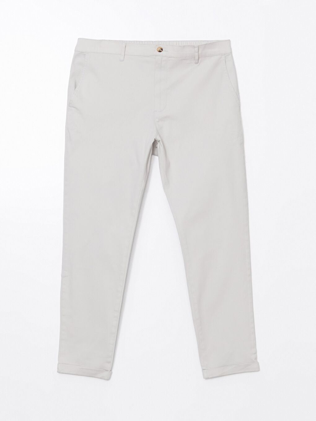 Gri Dar Kalıp Erkek Chino Pantolon-4