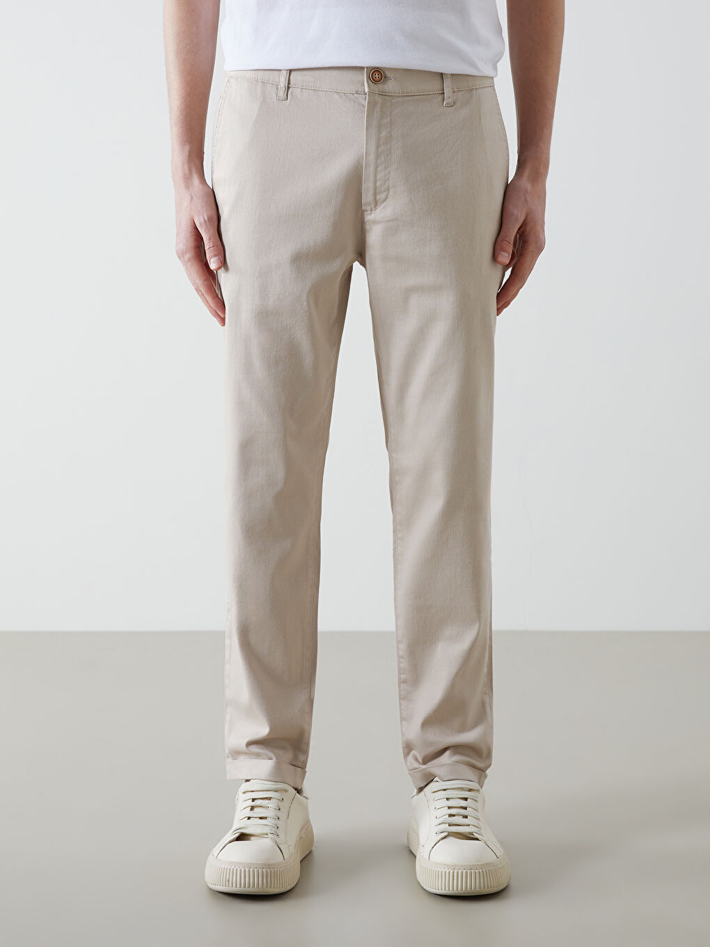 Bej Standart Kalıp Erkek Pantolon-1