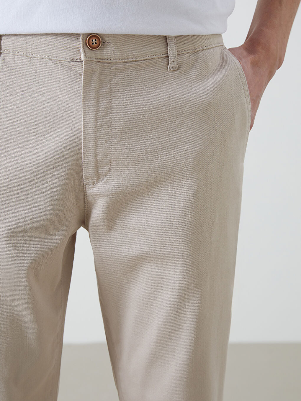 Bej Standart Kalıp Erkek Pantolon-2