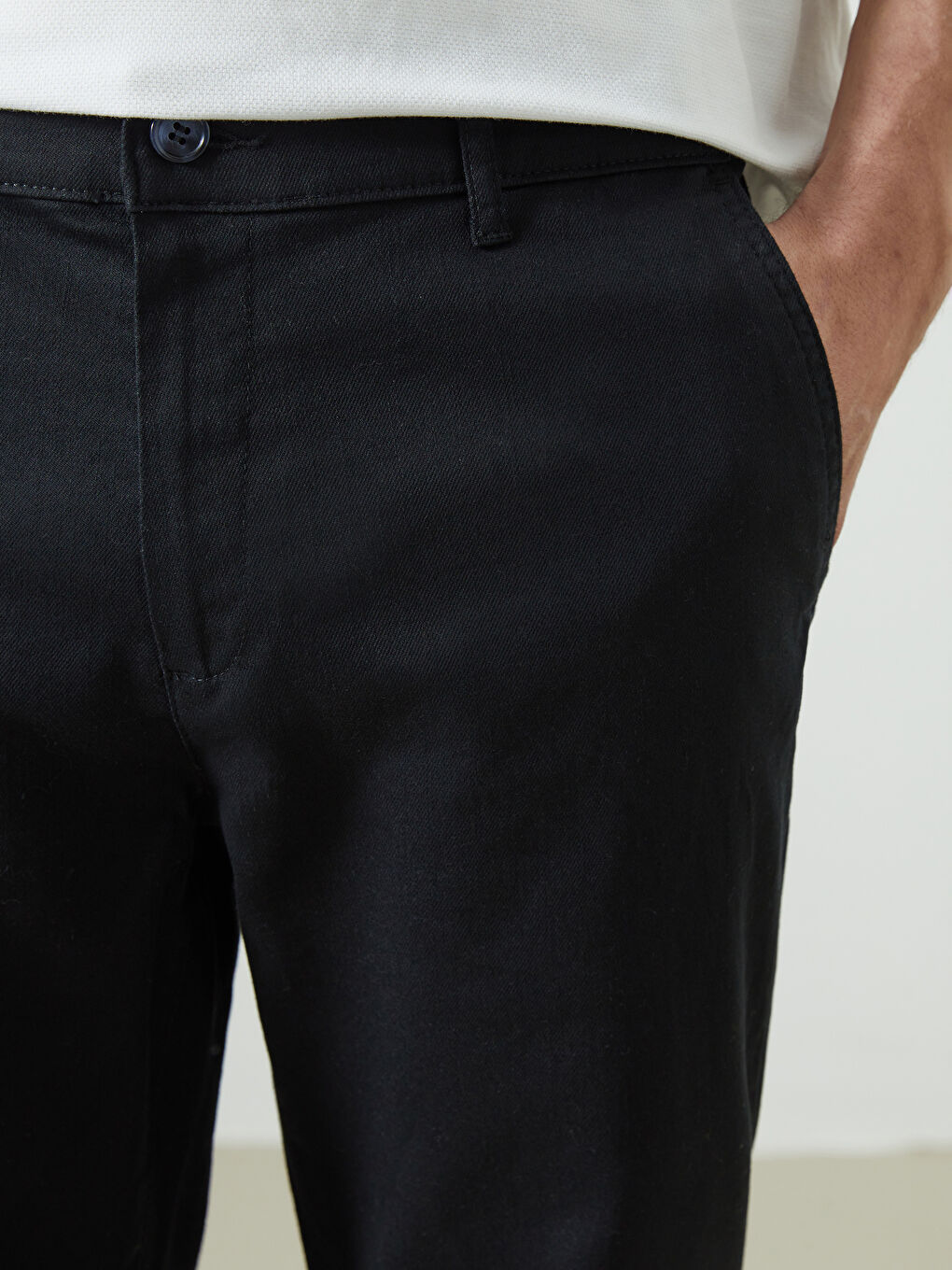 Siyah Standart Kalıp Erkek Pantolon-2