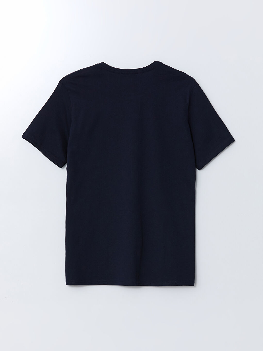 Lacivert Bisiklet Yaka Baskılı Erkek Tişört-5