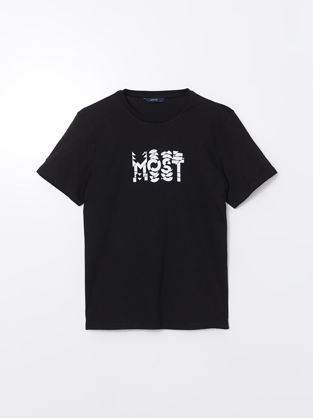 Siyah Bisiklet Yaka Kısa Kollu Baskılı Penye Erkek Tişört-4