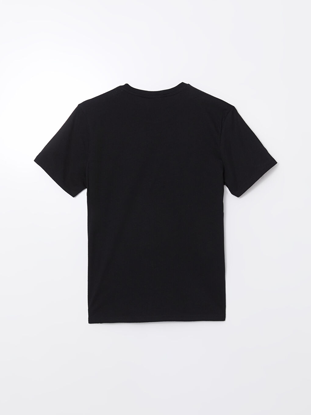 Siyah Bisiklet Yaka Kısa Kollu Baskılı Penye Erkek Tişört-5