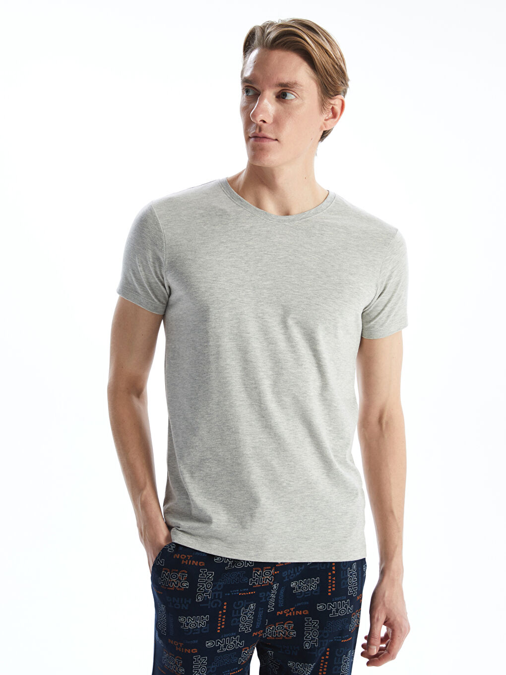 Gri Bisiklet Yaka Kısa Kollu Erkek Atlet