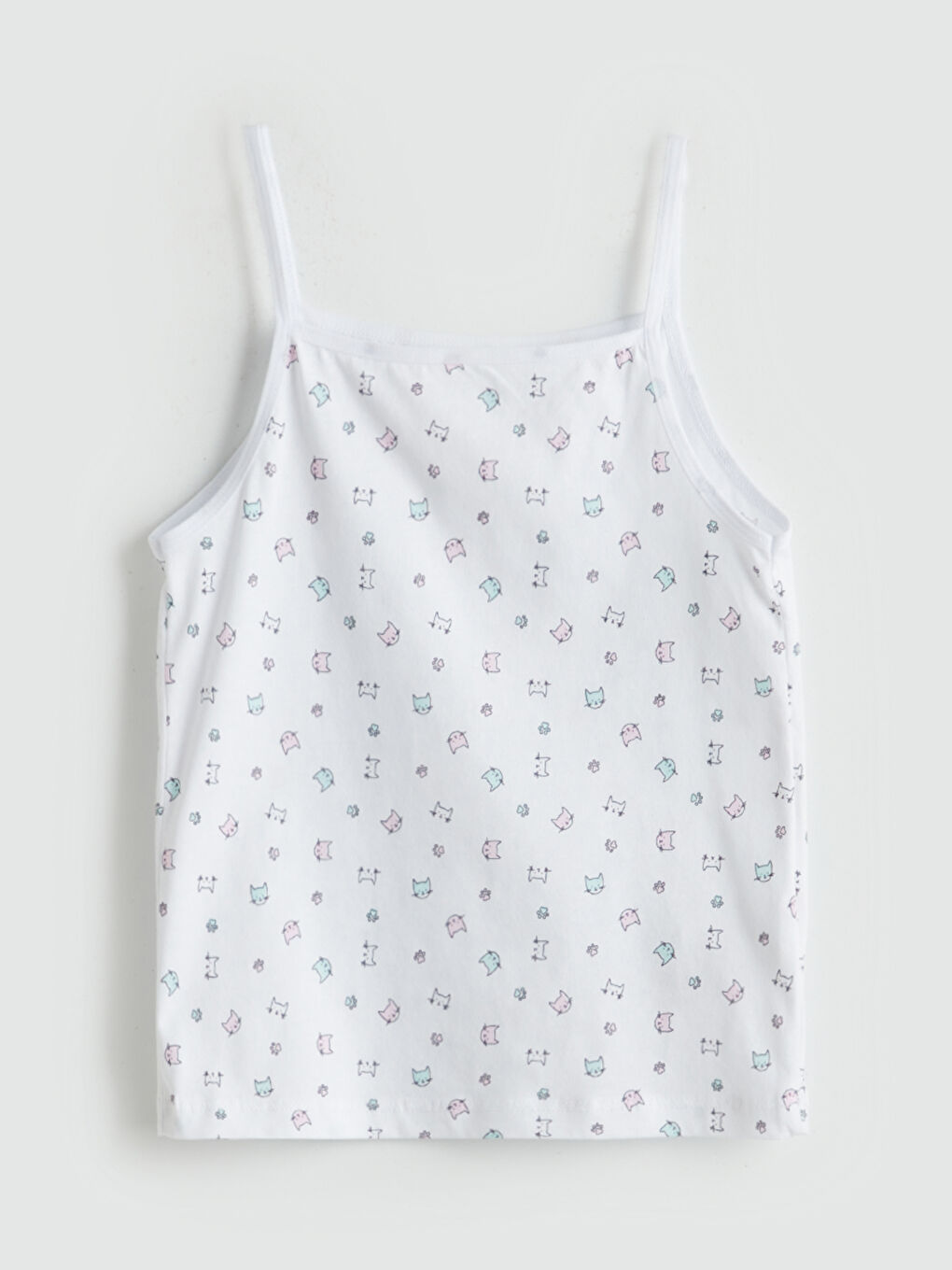 Beyaz Kare Yaka Kız Çocuk Atlet