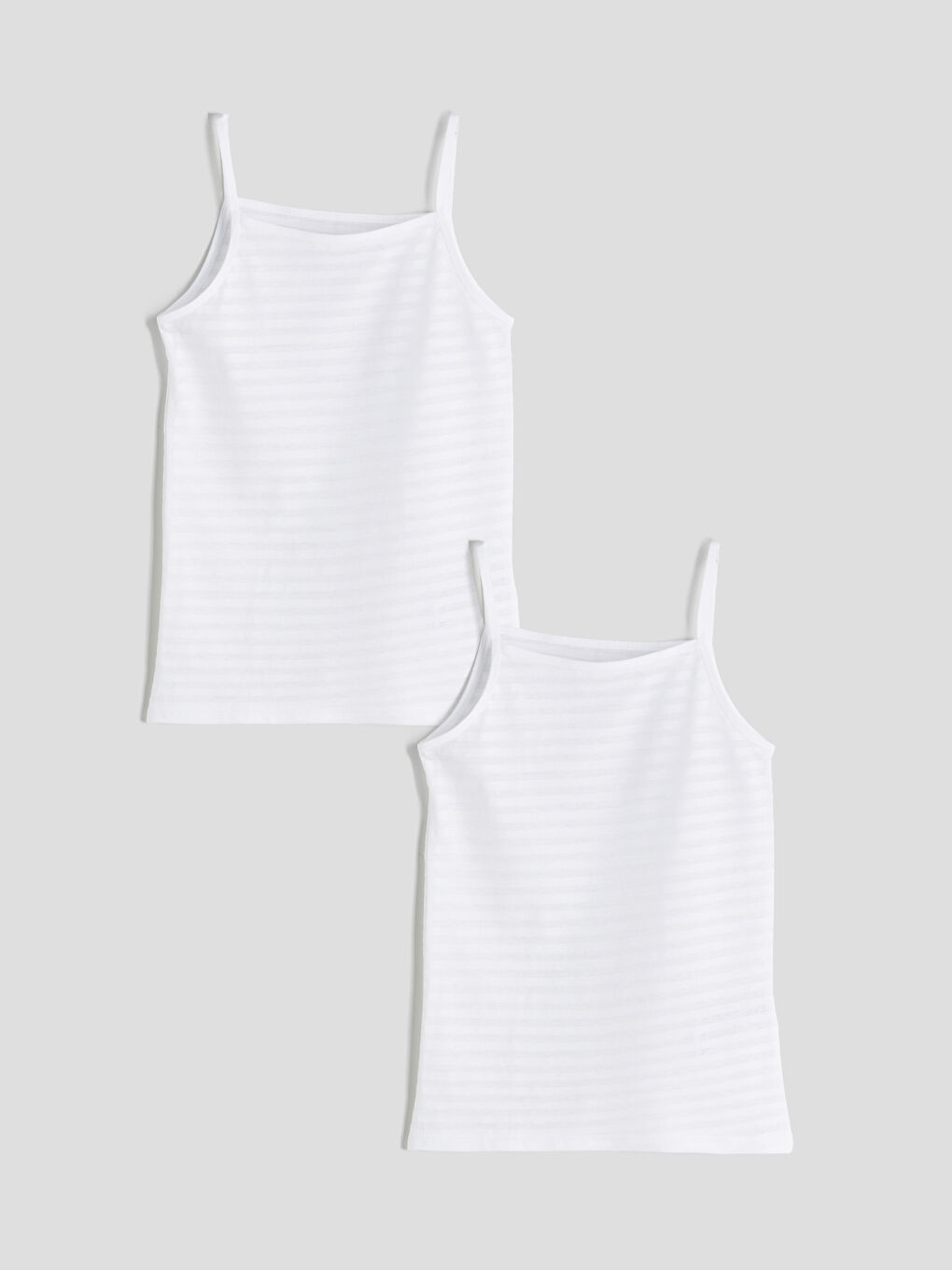 Beyaz Kare Yaka Kız Çocuk Atlet 2'li