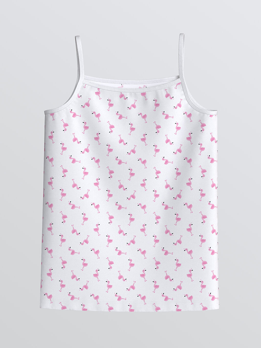 Ekru Desenli İp Askılı Kız Çocuk Atlet