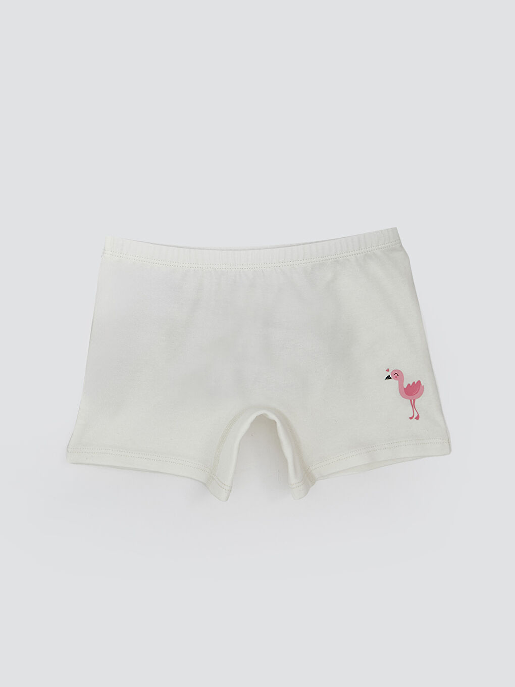 Ekru Beli Lastikli Baskılı Kız Çocuk Boxer