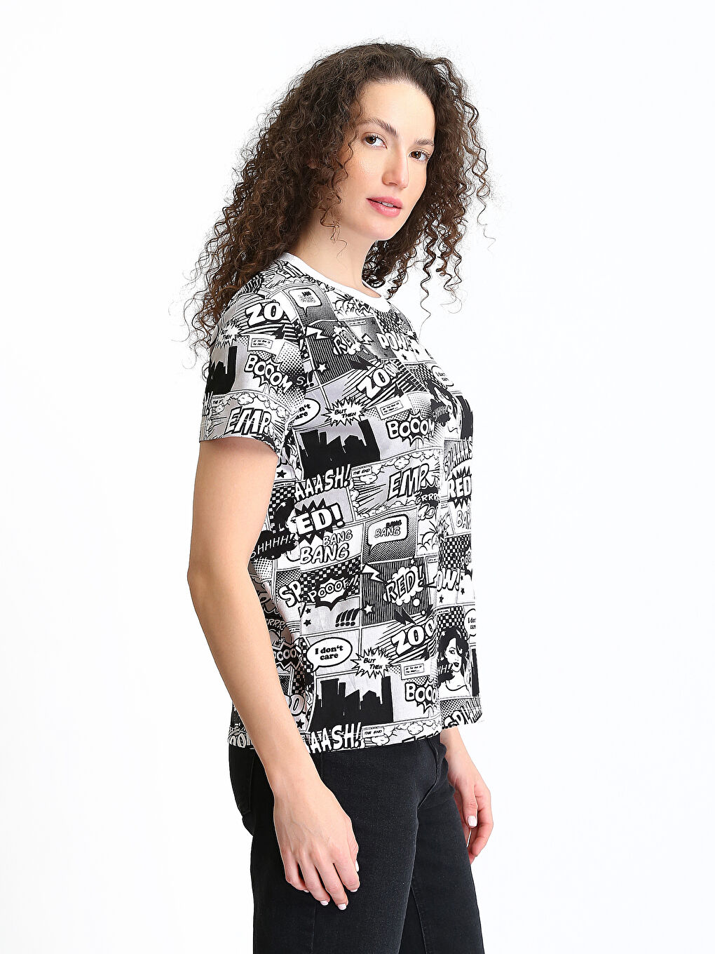Crew Neck Printed Women's T-Shirt-3