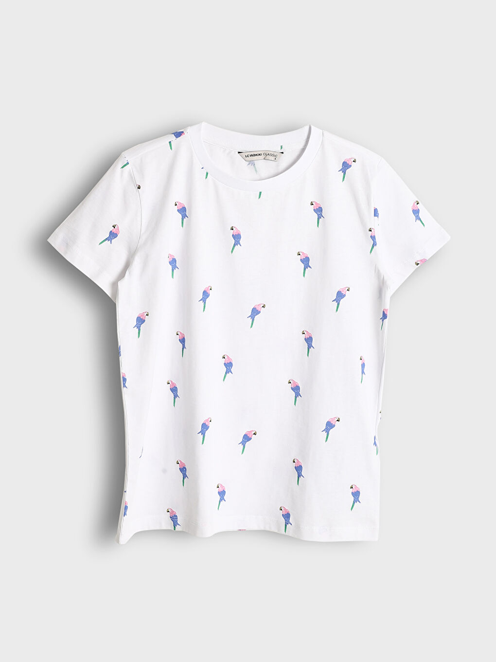 تيشيرت مطبوع بياقة دائرية للسيدات