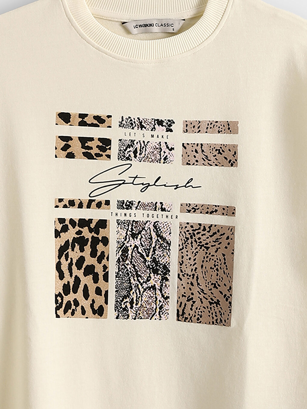 Crew Neck Printed Women's Sweatshirt Tunic -S5HT17Z8-FEW