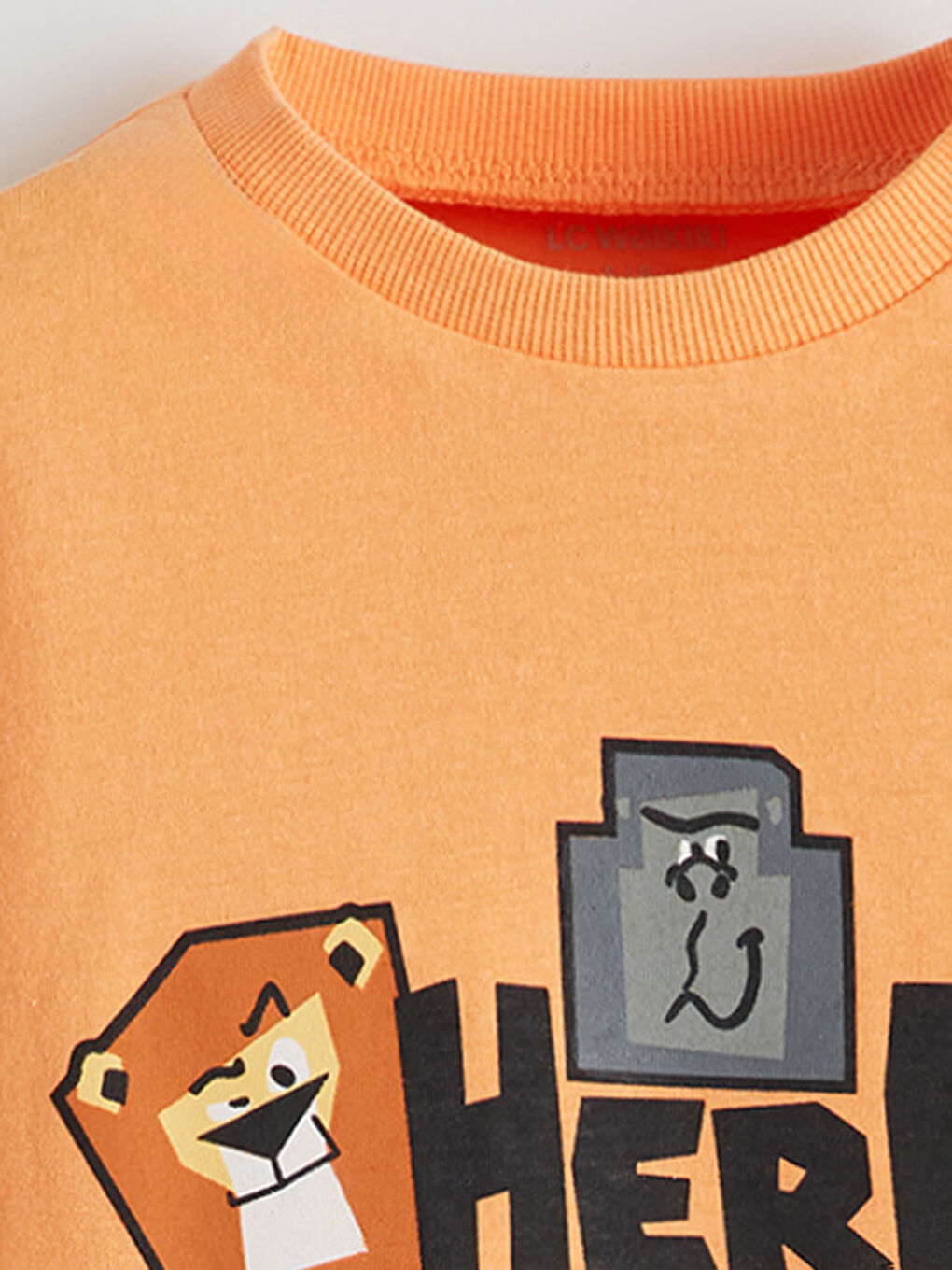 Turuncu Bisiklet Yaka Baskılı Erkek Çocuk Tişört-2