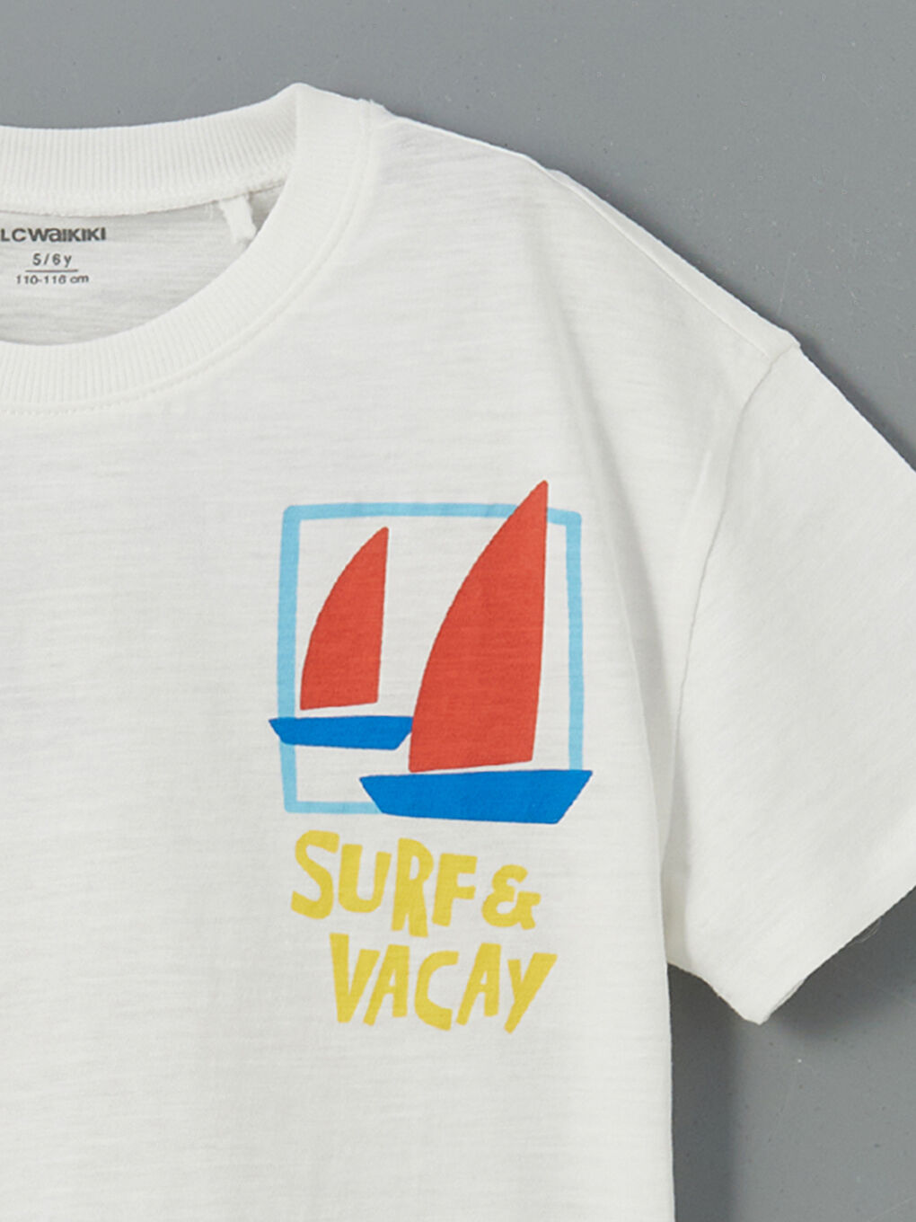 Beyaz Bisiklet Yaka Baskılı Erkek Çocuk Tişört-3