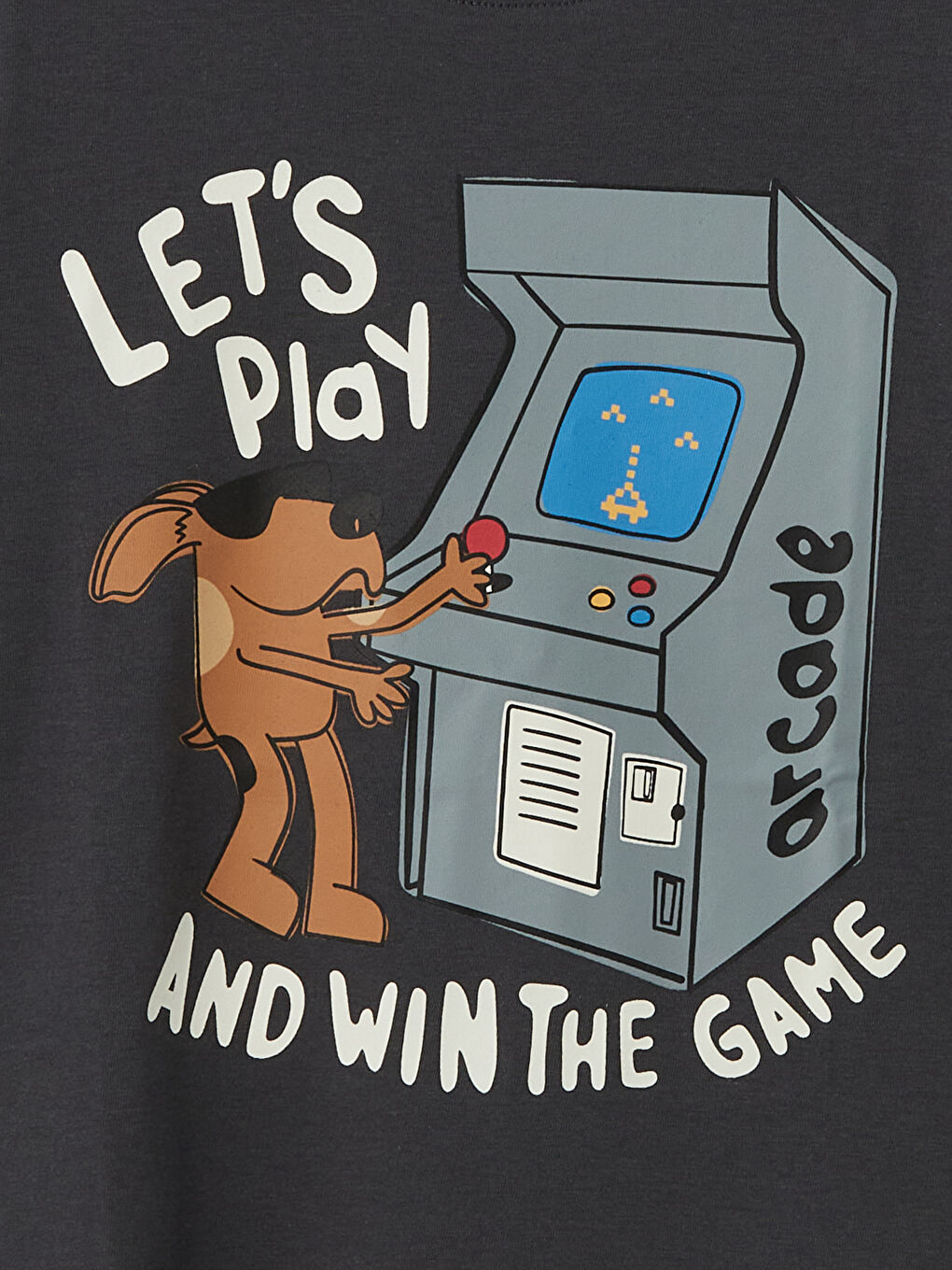 Antrasit Bisiklet Yaka Baskılı Erkek Çocuk Tişört-2