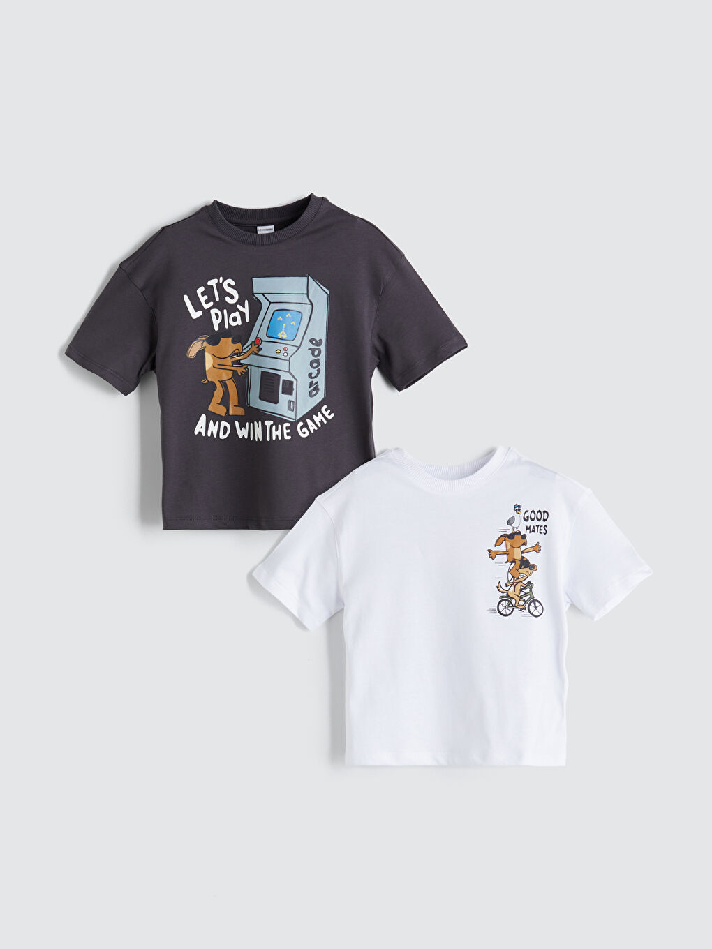 LCW Kids Bisiklet Yaka Baskılı Erkek Çocuk Tişört 2'li -S5HT33Z1-Q6K