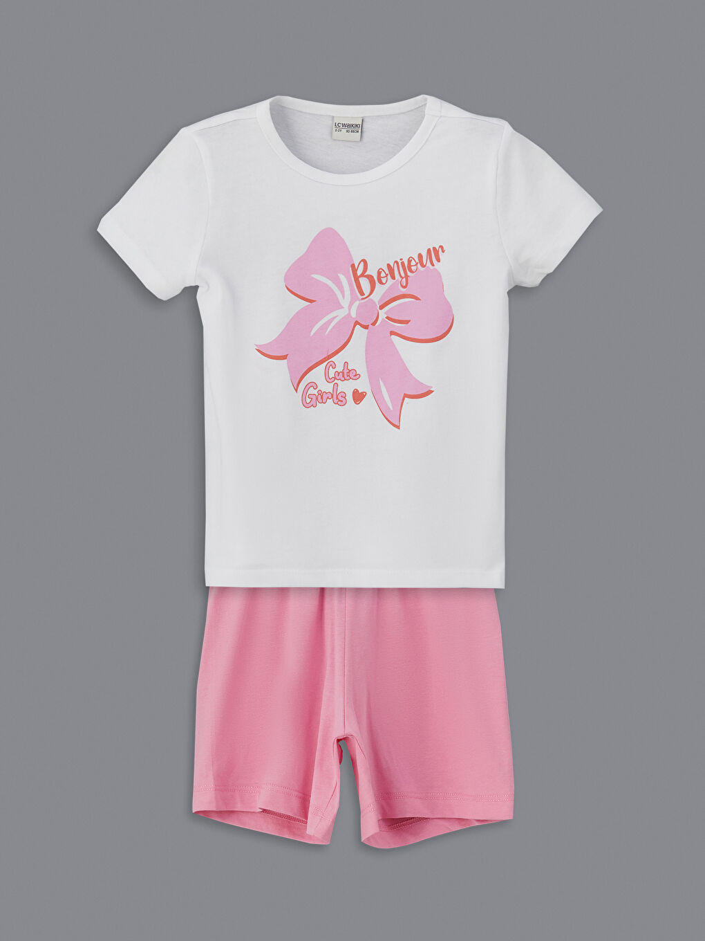 Girls' Shortie Pyjama Set with Ribbon Detail -S5HT48Z1-Q6K