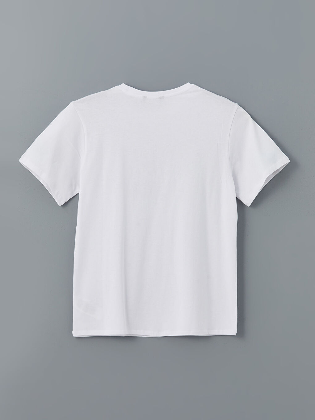 Beyaz Bisiklet Yaka Kısa Kollu Baskılı Penye Erkek Tişört-5