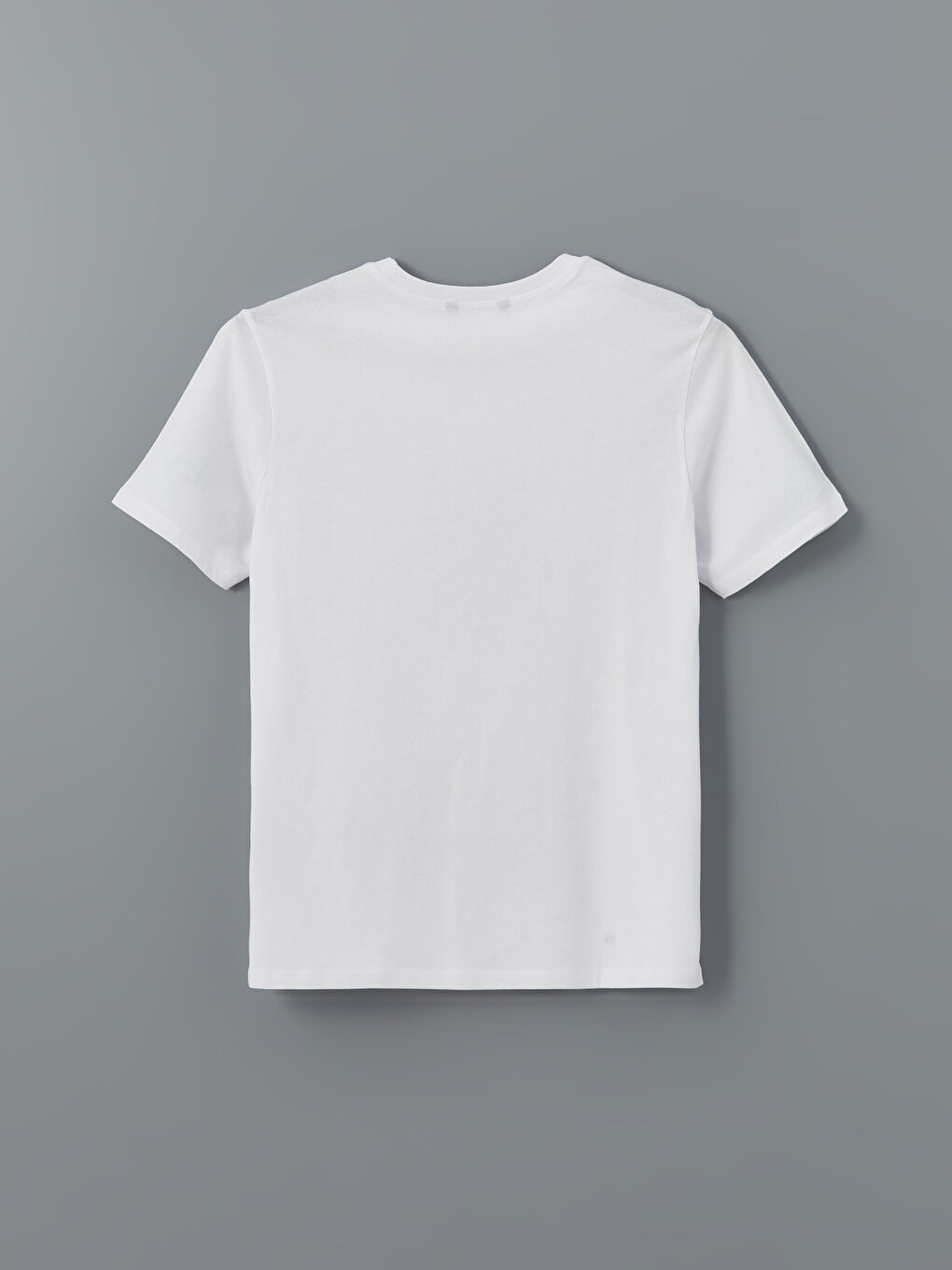 Beyaz Bisiklet Yaka Kısa Kollu Baskılı Penye Erkek Tişört-5