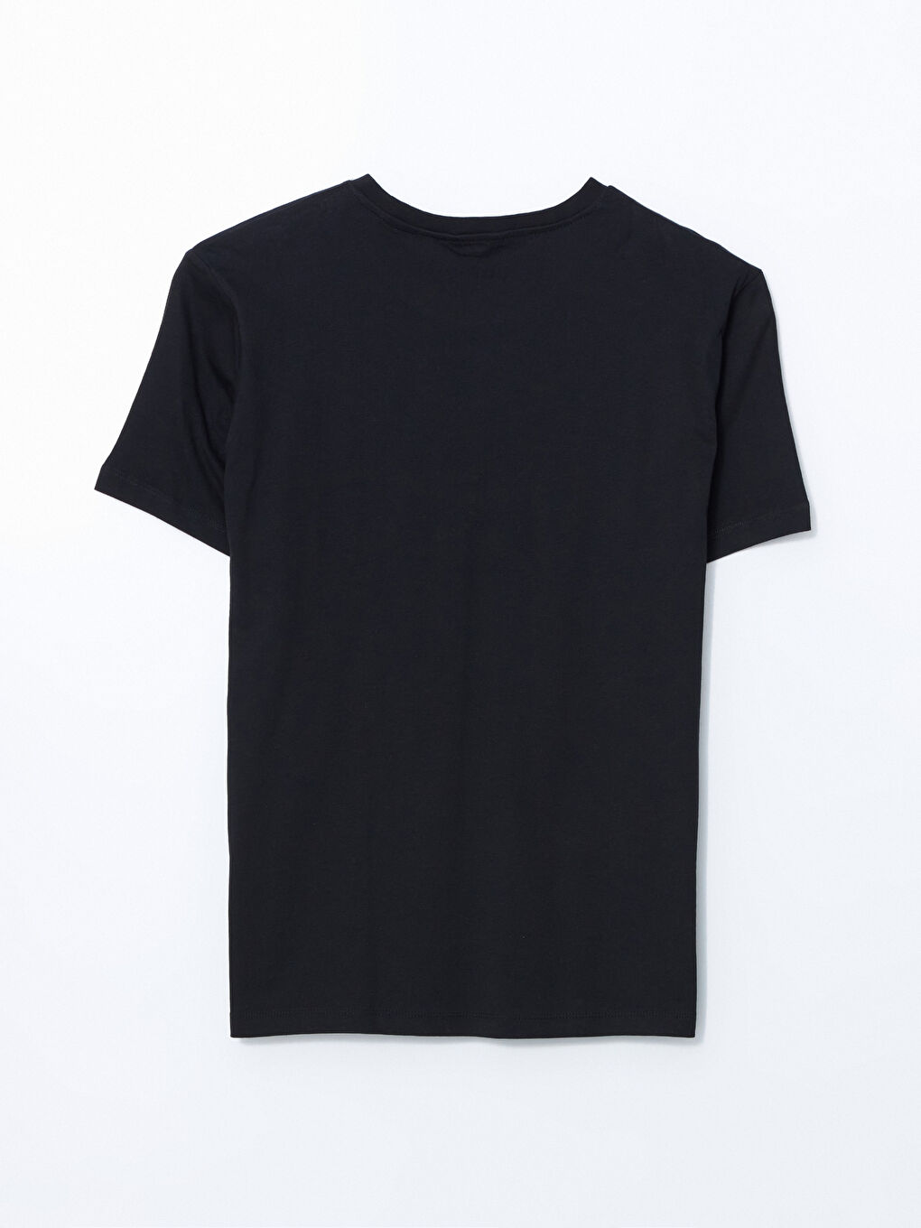 Siyah Bisiklet Yaka Kısa Kollu Baskılı Penye Erkek Tişört-5