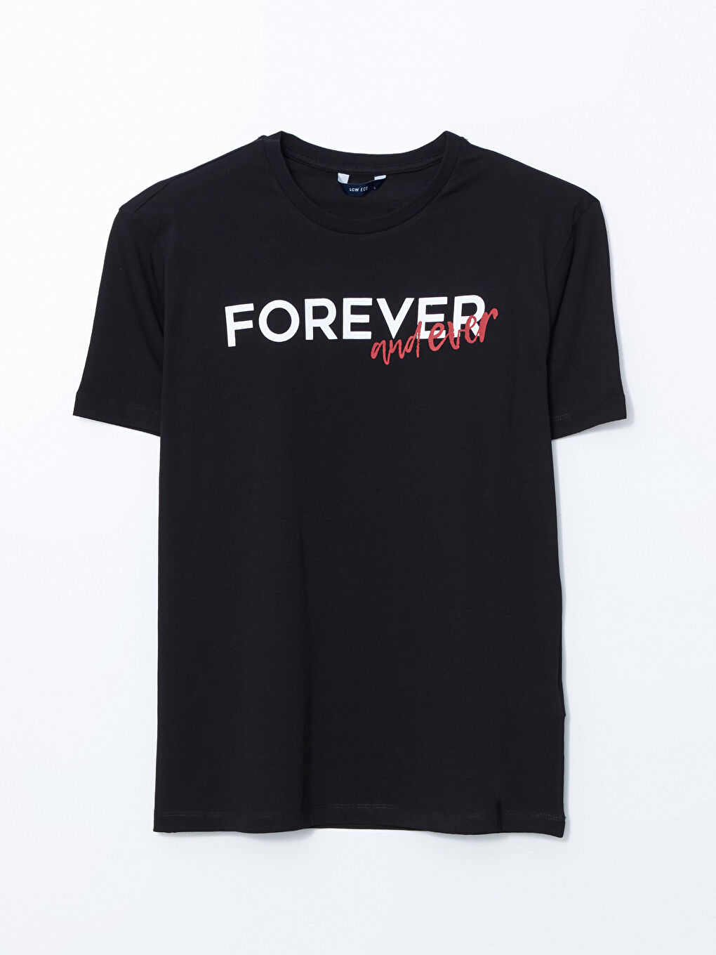 Siyah Bisiklet Yaka Kısa Kollu Baskılı Penye Erkek Tişört-4