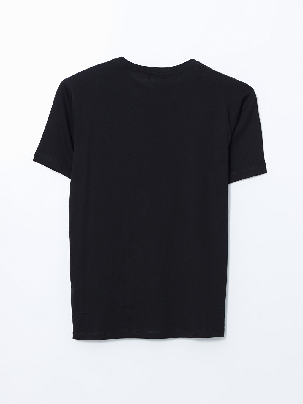 Siyah Bisiklet Yaka Kısa Kollu Baskılı Penye Erkek Tişört-5