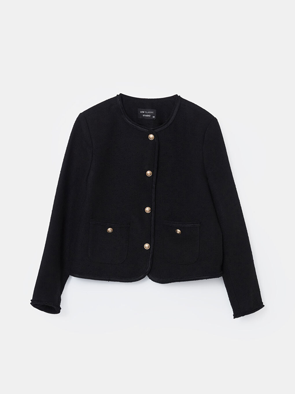 Crew Neck Women'S Tweed Jacket -S5HU41Z8-CVL