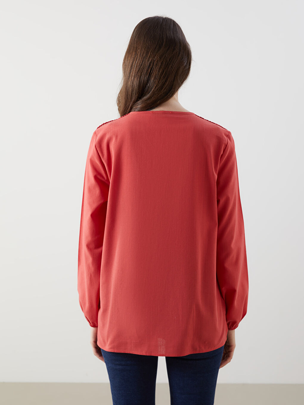 Henley Neckline Embroidered Women's Blouse -S5HV07Z8-HMS