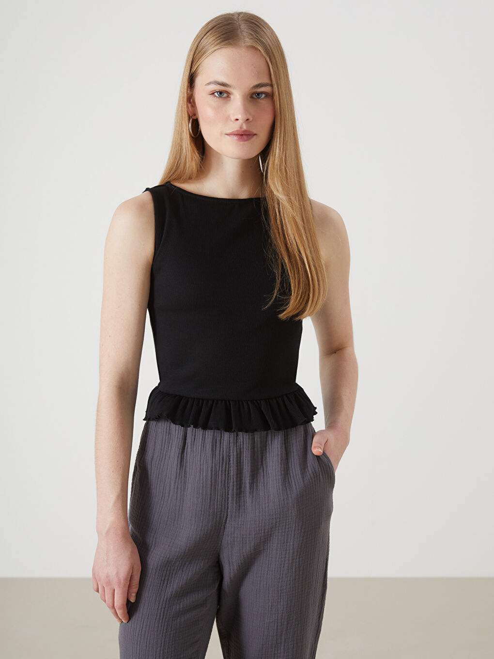 Crew Neck Crop Women'S Tank -S5HV28Z8-CVL