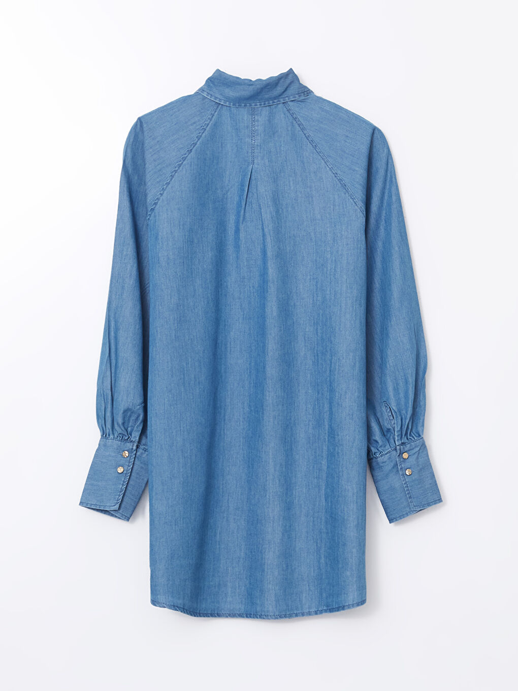 LCW Modest Indigo Gömlek Yaka Kadın Jean Tunik - 5