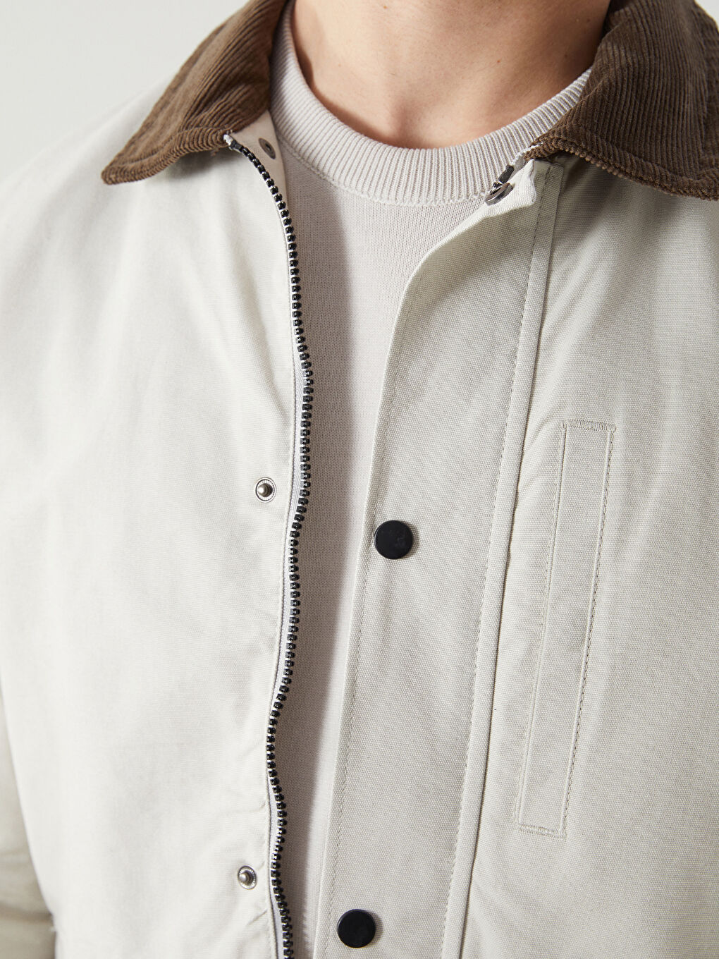 Gri Rahat Kalıp Gömlek Yaka Erkek Mont-2