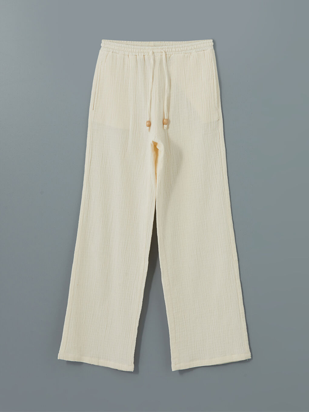 Elastic Waist Textured Women's Trousers -S5HV43Z8-YVP