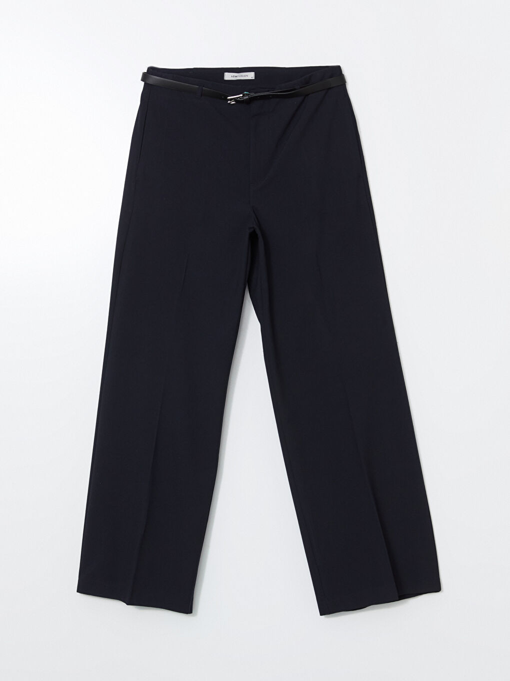 Lacivert Beli Kemerli Dar Fit Kadın Pantolon-5