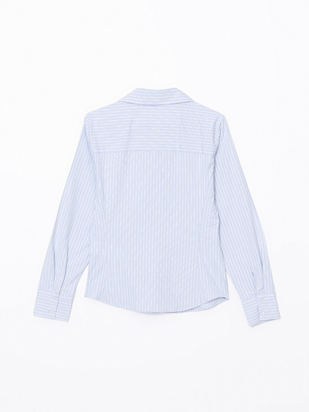 LCW Vision Mavi Çizgili Poplin Kadın Gömlek - 5