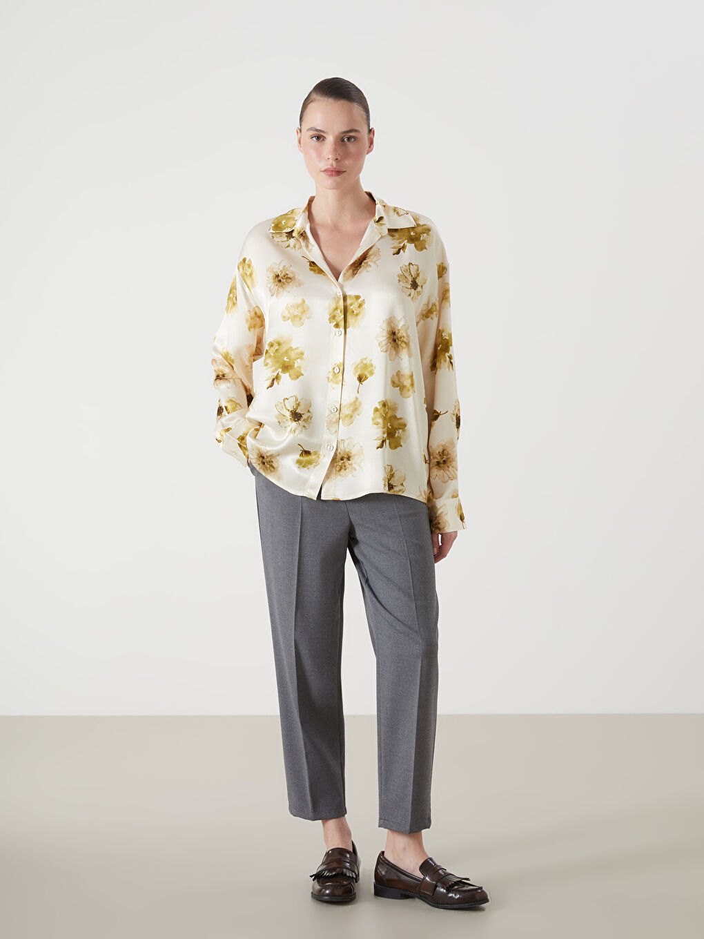 Floral Oversize Women'S Shirt -S5HV99Z8-LRK