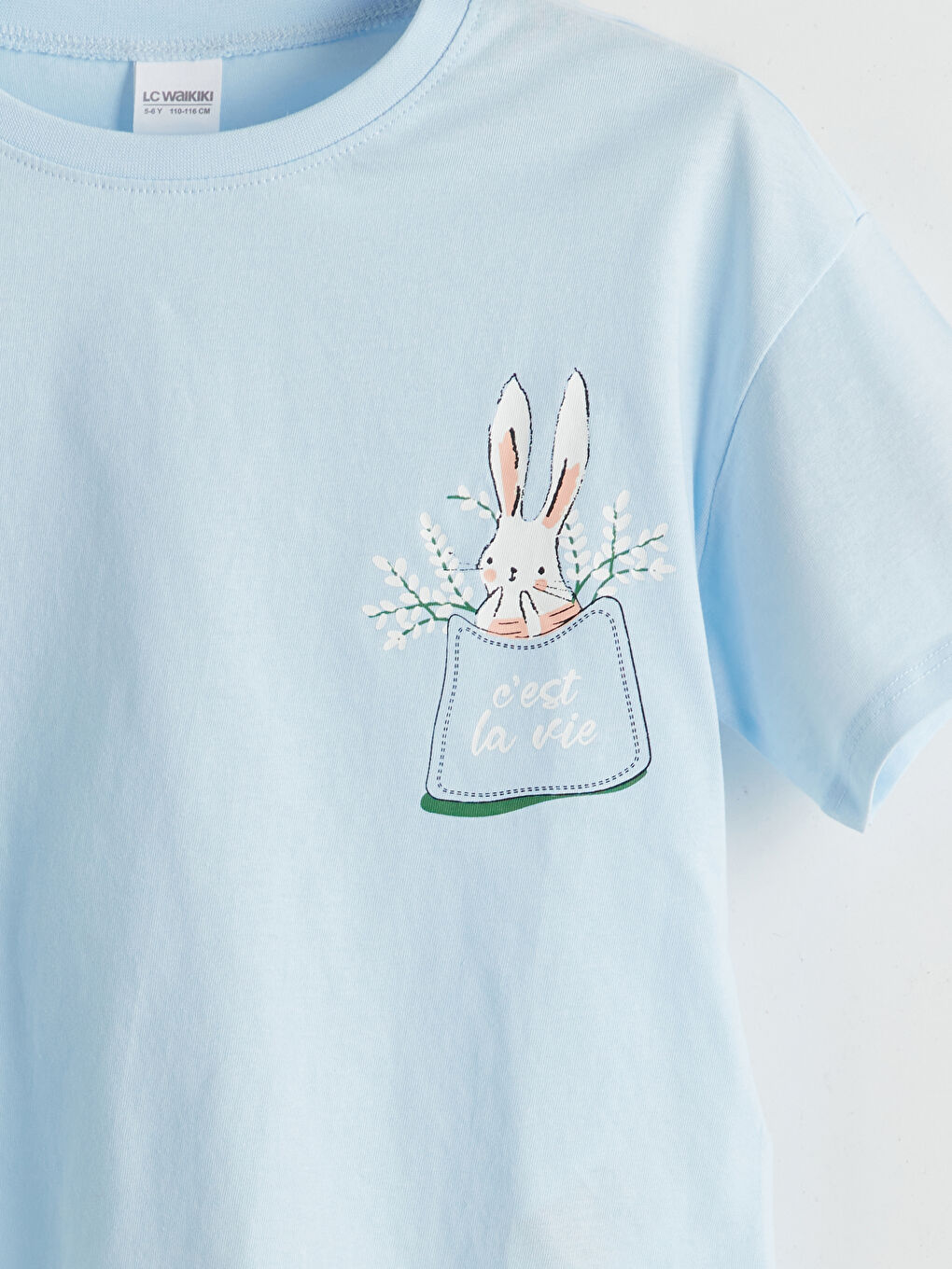 طقم بيجامة قصيرة للبنات بياقة دائرية-5