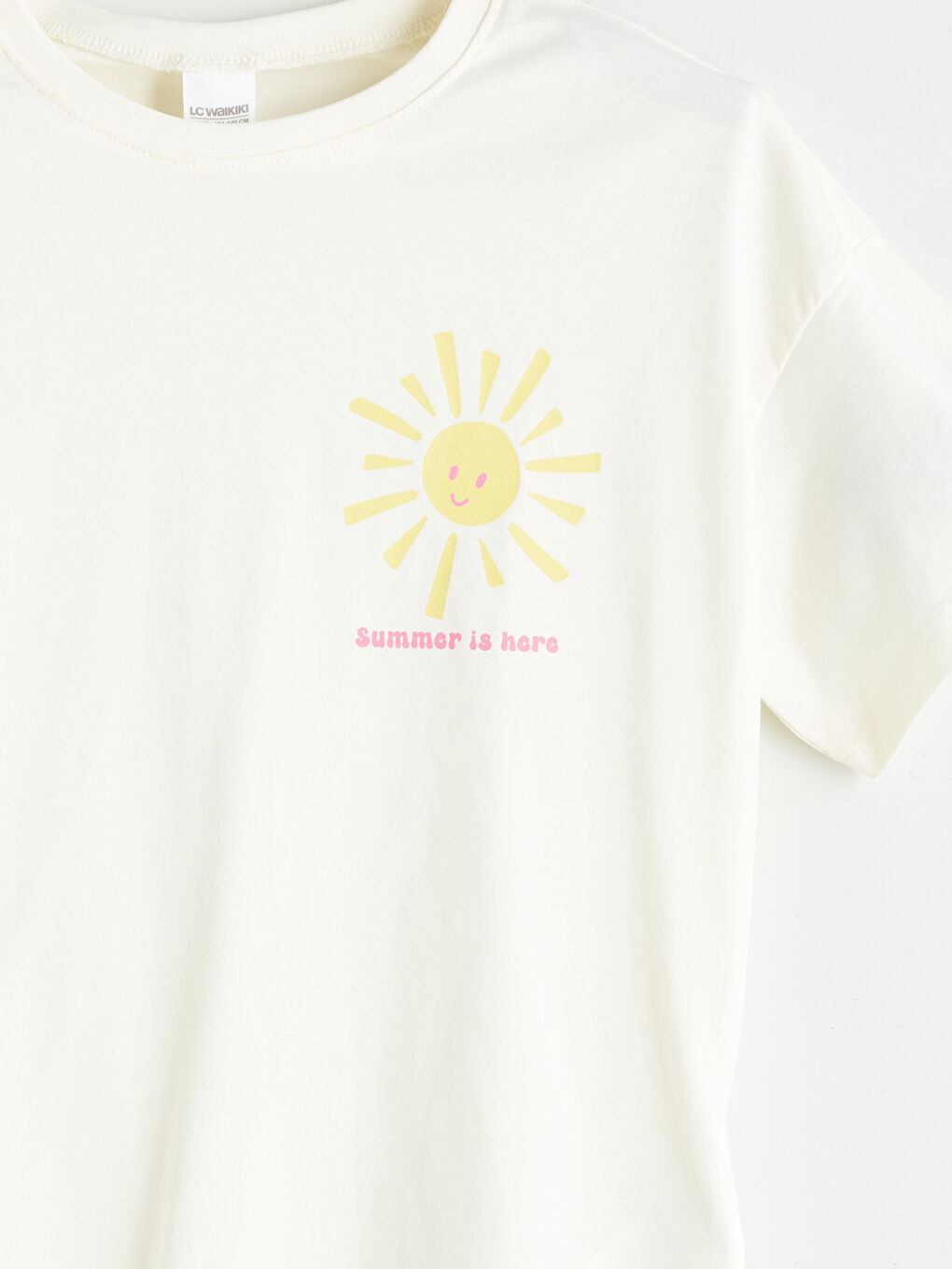 Ekru Bisiklet Yaka Kız Çocuk Pijama Üst-3