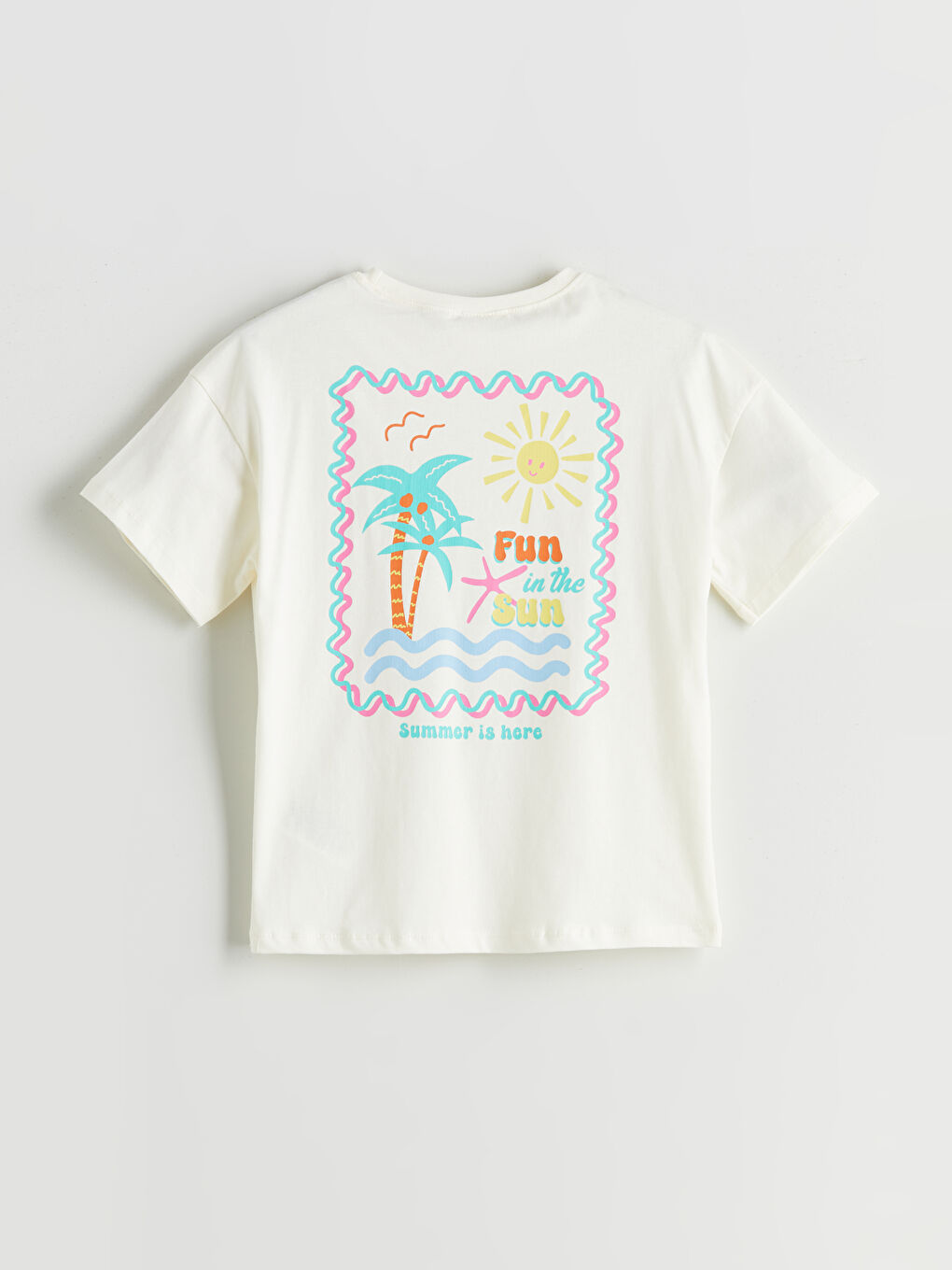 Ekru Bisiklet Yaka Kız Çocuk Pijama Üst-2