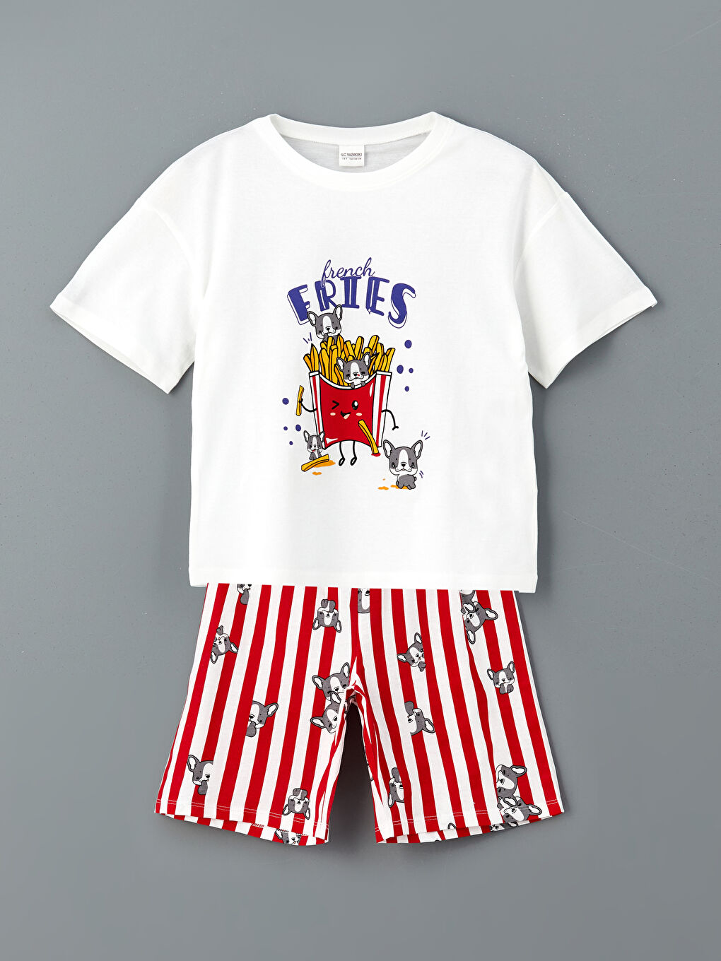 Beyaz Bisiklet Yaka Kız Çocuk Pijama Üst