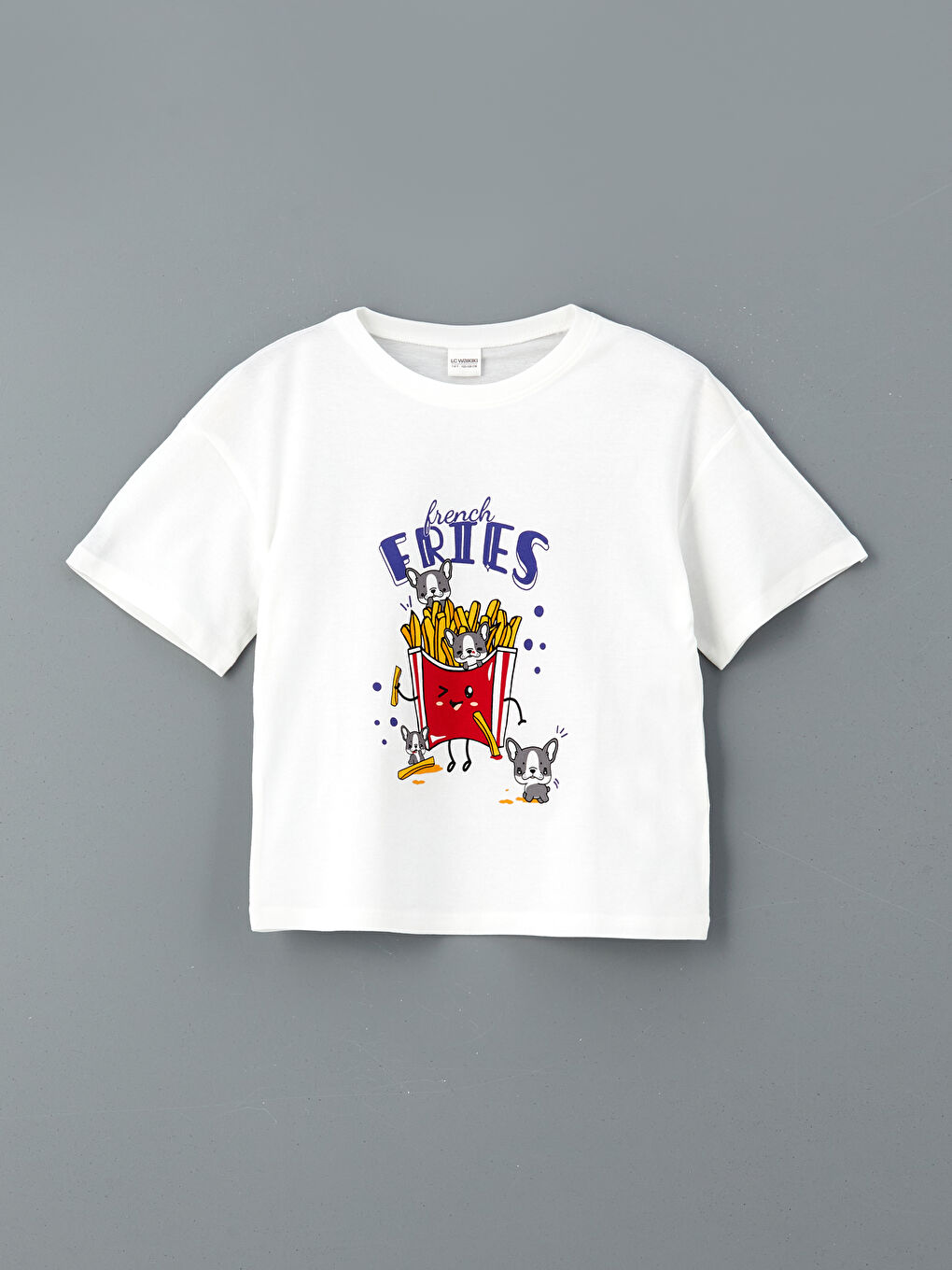 Beyaz Bisiklet Yaka Kız Çocuk Pijama Üst-1