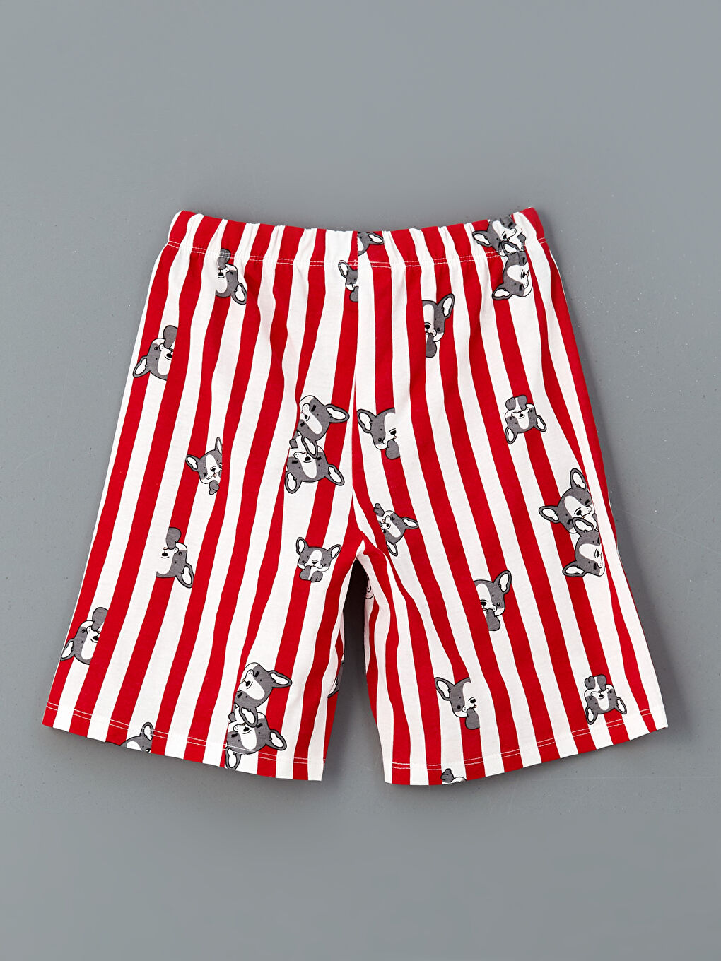 Kırmızı Beli Lastikli Kız Çocuk Pijama Şort-1