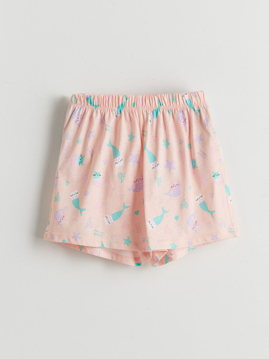 Pembe Beli Lastikli Kız Çocuk Pijama Şort