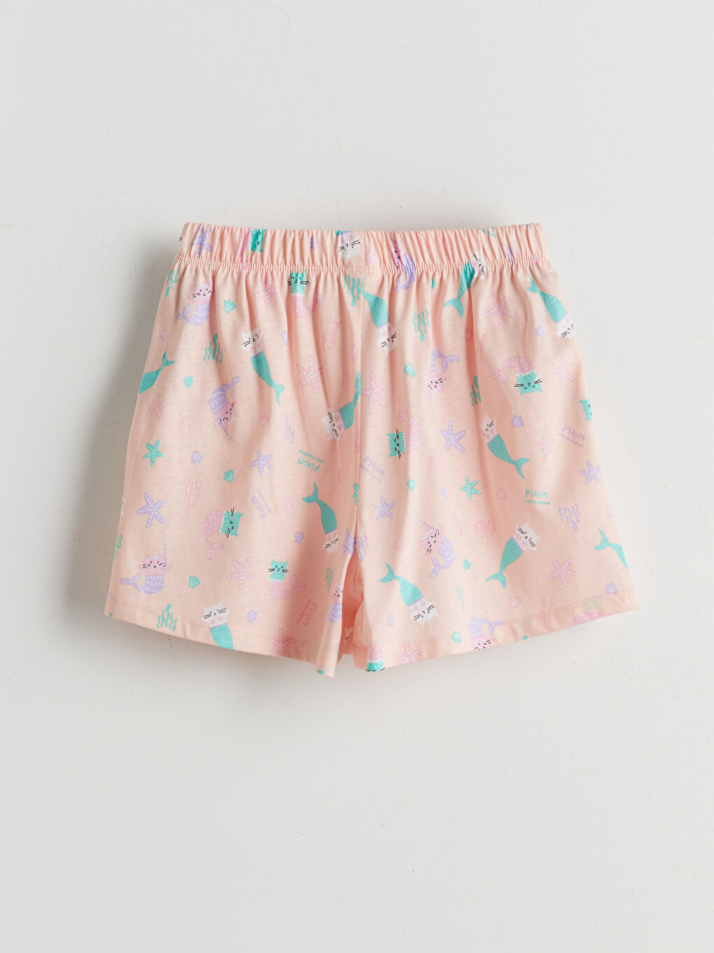 Pembe Beli Lastikli Kız Çocuk Pijama Şort-1