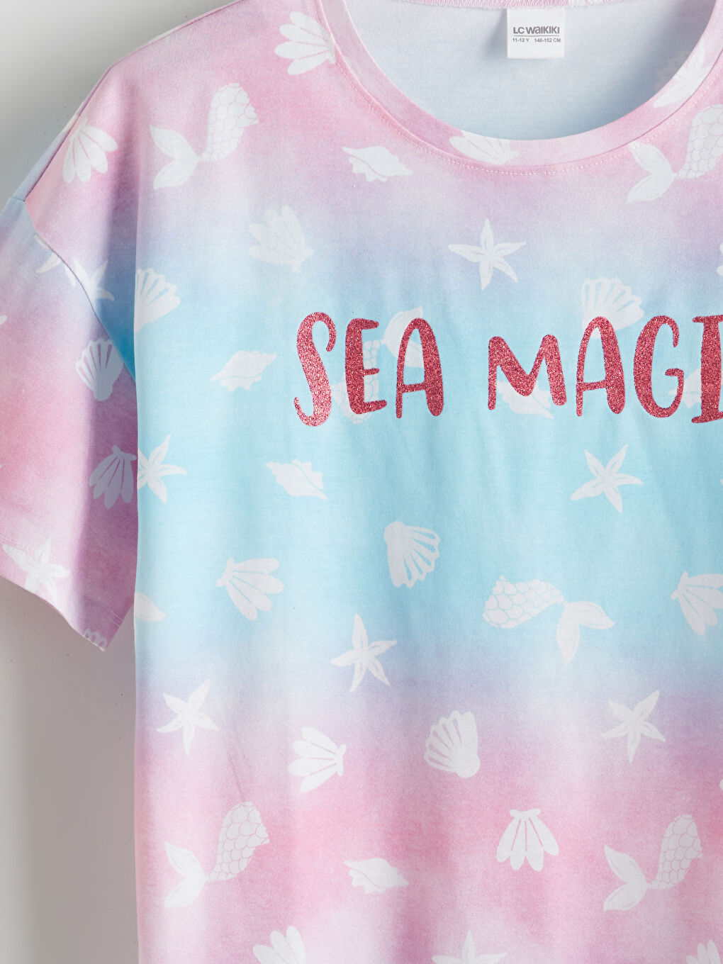 Pembe Bisiklet Yaka Kız Çocuk Pijama Üst-2